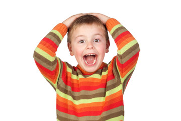 Surprised child with blond hair