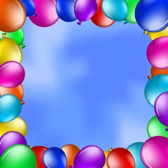  Ballonnen in de blauwe lucht © alexokokok