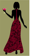 silhouette of Lady with a cocktail