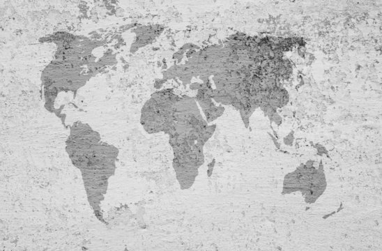A image of a world map on a textured background
