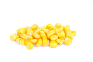 Sweet  marinated whole kernel corn  isolated  on  white
