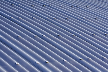 Blue corrugated metal roof