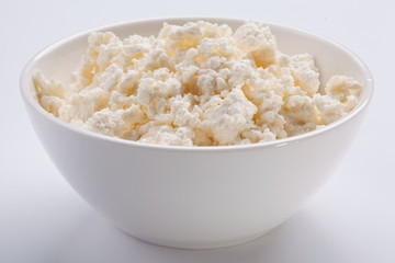 Bowl with fresh cottage cheese.
