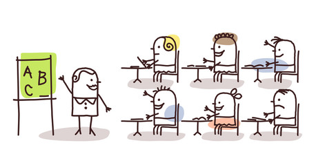 teacher & kids at school