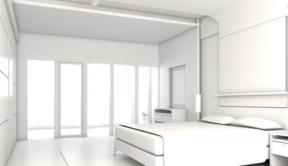 3d interior design blank room
