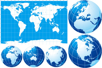 World map and globe