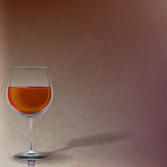 abstract illustration with wineglass on brown