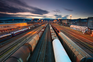 Obraz na płótnie Canvas Freight Station with trains