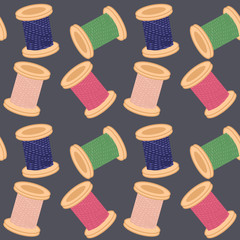 seamless background with reels of thread
