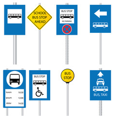 Various bus stop signs