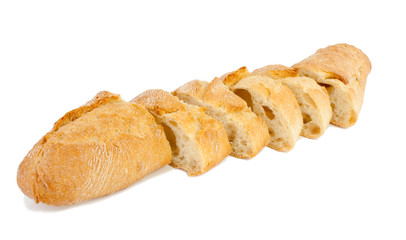 Bread (baguette) is cut.