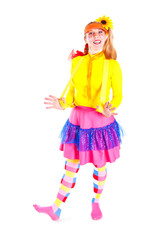 A girl dressed as Pippi Longstocking