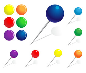 Set of pins and buttons