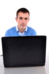 young businessman with computer