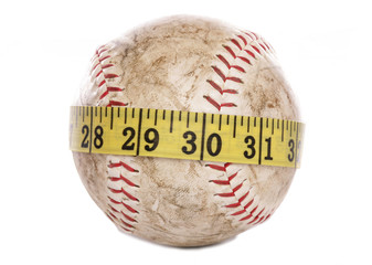 Softball with tape measure