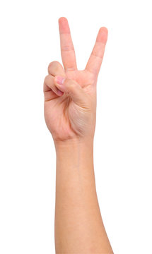Human victory hand sign
