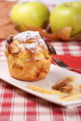 Apple muffin with icing sugar