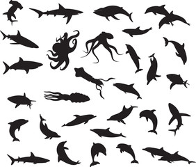 Aquatic Animals Silhouette Collection