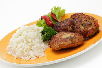 Paprikafrikadellen mit Reis