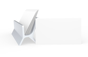 Blank Business Card, leaning on Card Holder. Copy-Space
