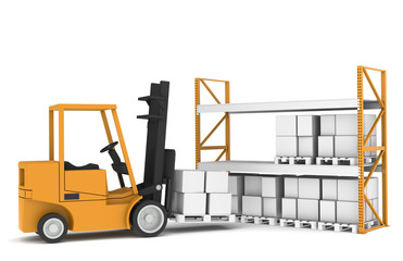 Forklift and shelves. Part of a Warehouse series