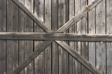 Old wooden door with big cross for background - 31092194