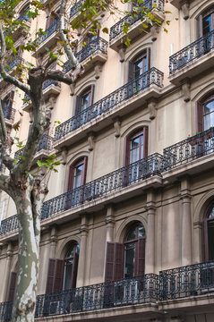 Balconies and windows at Barcelona street