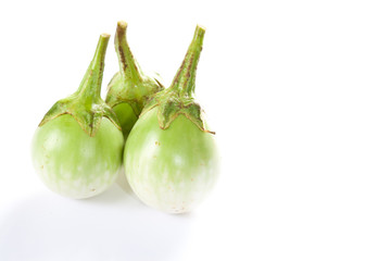 White African eggplants on white background