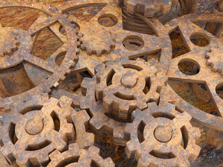 mechanism of gears rusted