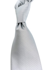 Silver Silk Necktie on White
