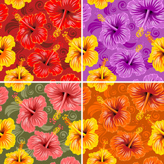 Hibiscus seamless pattern