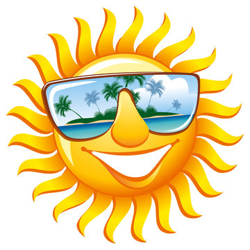 Cheerful sun in sunglasses