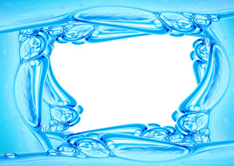 Fototapeta na wymiar Blue framework from water on a white background