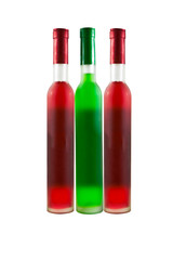 Green and Red wine bottle