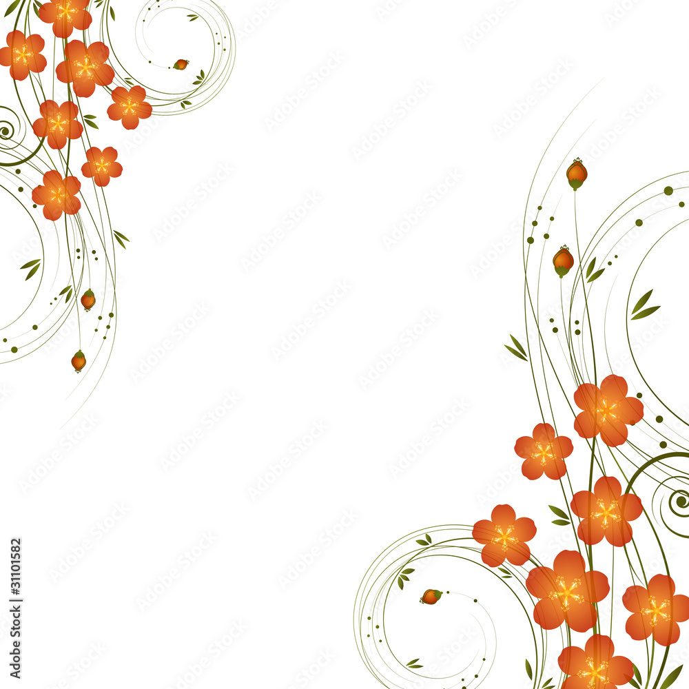 Aufkleber Vector abstract background with curl and flowers.