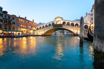Venice, View of Rialto Bridge.