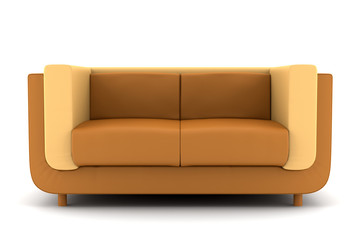 orange leather couch isolated on white background