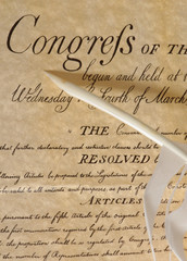 United States Declaration of Independence with a feather