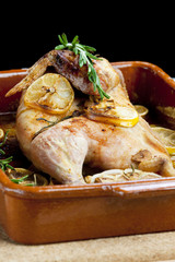 chicken baked on lemons