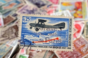 timbres - Première Liaison Postale Régulière par Avion 17 août 1918 -  philatélie France