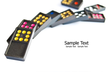 Many domino on the white.