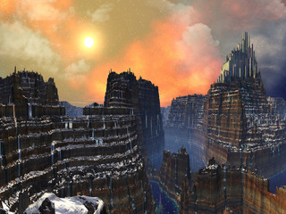 Cliff-top Alien City of Gold © Angela Harburn