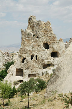 Ancient cave-town near Goreme, Cappadocia, Turkey