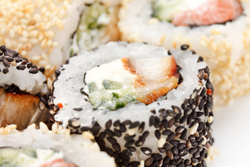 sushi on the white