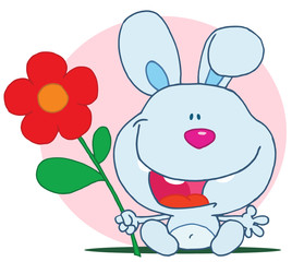 Bunny holds flower