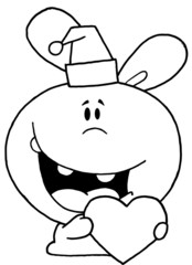 Black And White Christmas romantic bunny with heart