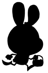 Solid Black Silhouette Of An Egg Hunting Bunny