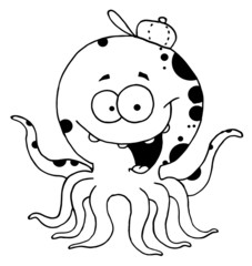 Black And White Octopus Wearing A Hat