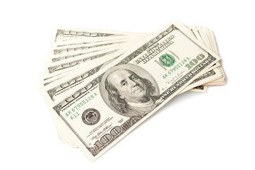 Dollar banknotes isolated on white background