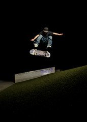 skateboard action at night - 31114322